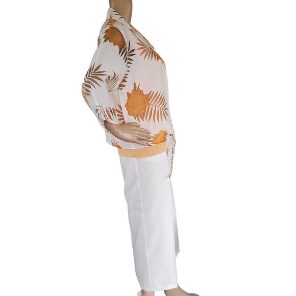 Banana Bay 3 Piece Women's M Tropical Resort Wear Set Apricot Tank Blouse Capris - Picture 6 of 15